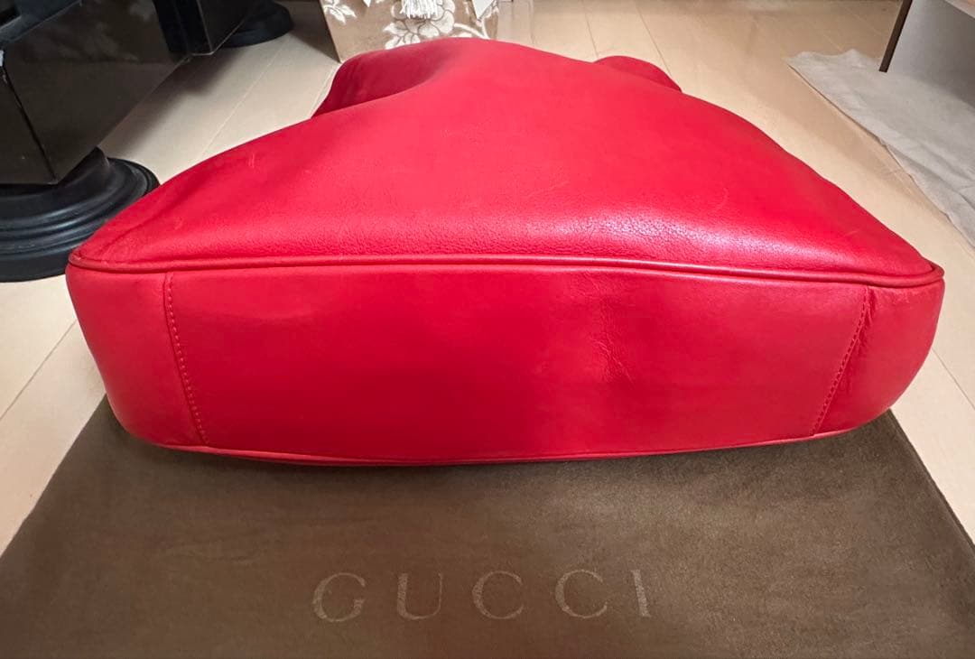 美品♪オールドグッチ　バンブートート大　赤