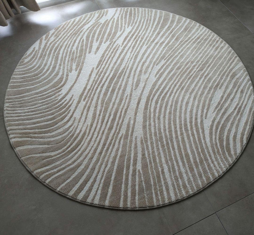 北欧円形ラグ・カーペット（ベージュ、ホワイト）