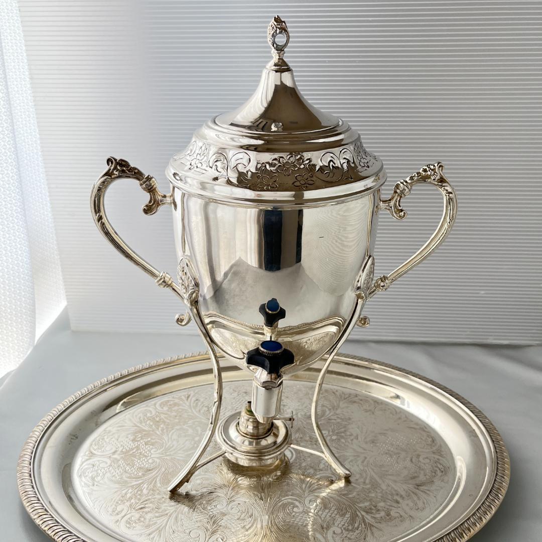 【サモワール】フローラル 【シルバープレート】バナー ホットウォーターサーバー