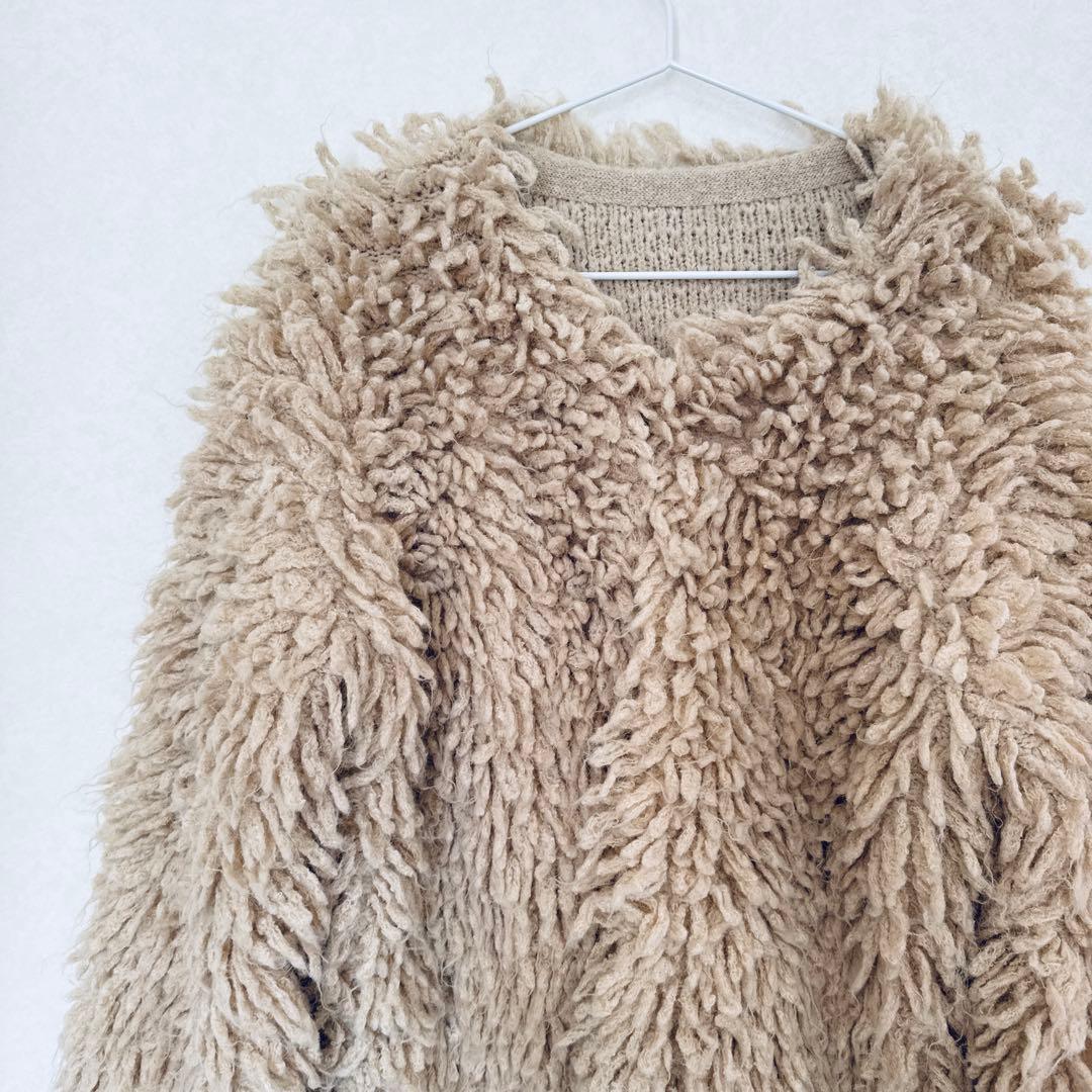 【Ray BEAMS】ミックスループ編み ニットジャケット カーディガン