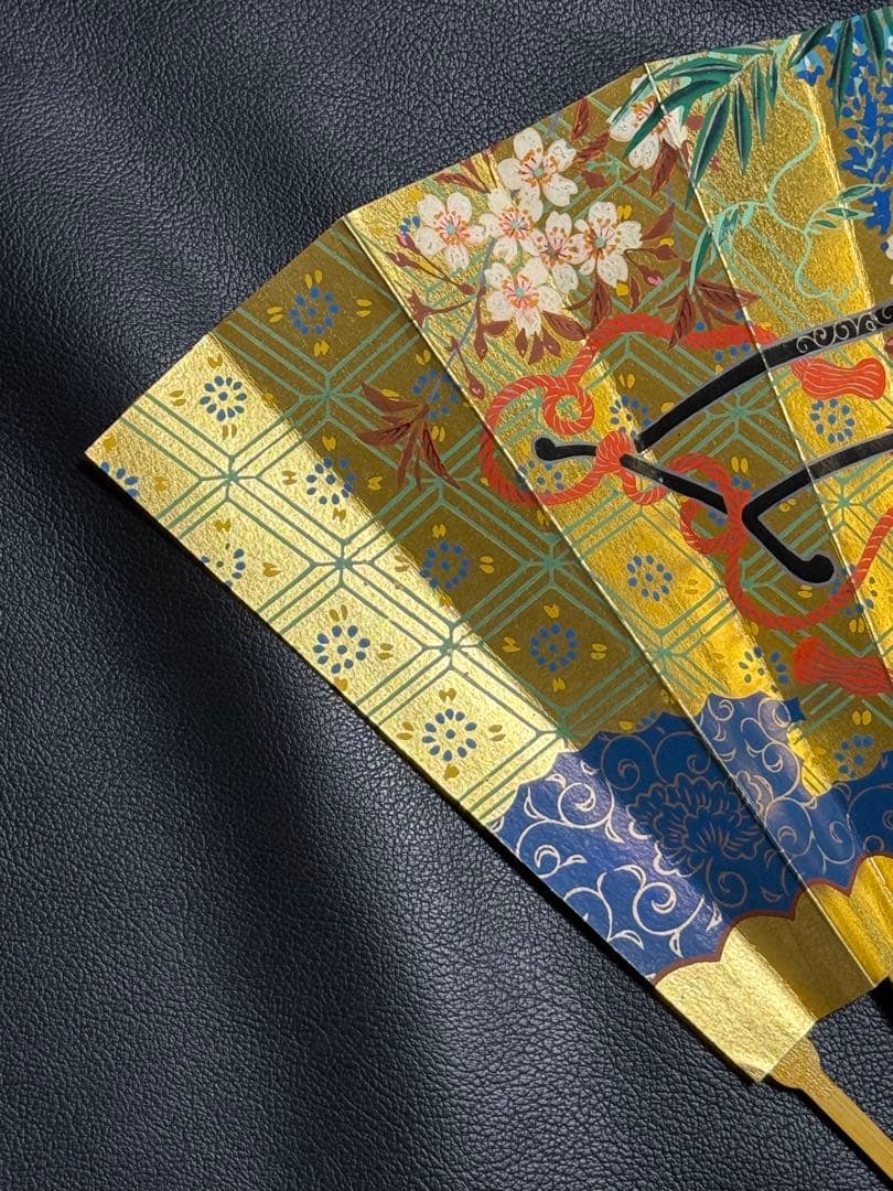 扇子　33cm 十松屋福井扇舗　鬘扇　朱妻明皇貴妃花軍花車図　仕舞扇　能楽　着物