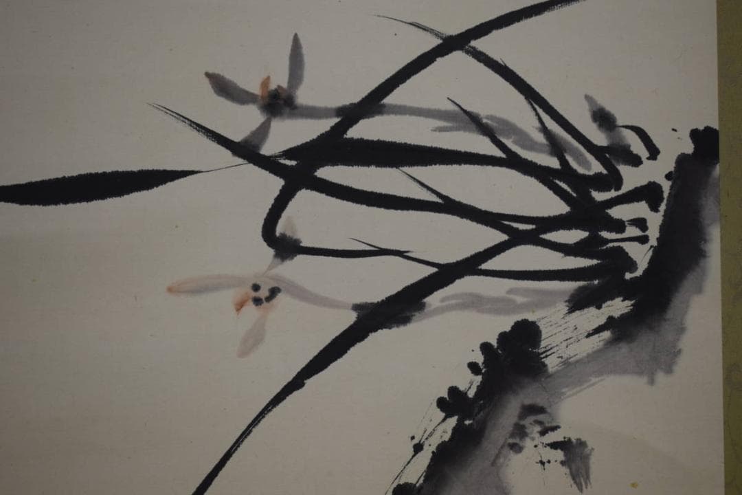 真作/高野山/加賀尾秀忍/僧忍/モンテンルパの父/蘭画賛/布袋屋掛軸HJ-273