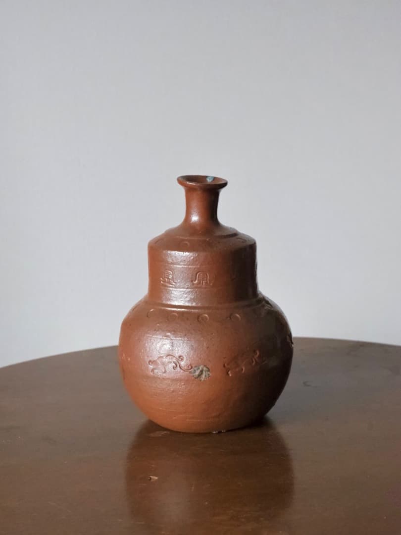 江戸期　瓢形德利　酒道具　華道具　花瓶　箱付　古道具　Q2349