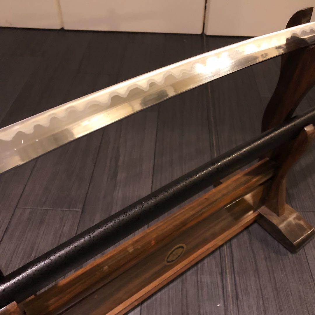 高級模造刀　籐巻拵え　高級居合刀　白黒結び　合金　籐巻柄