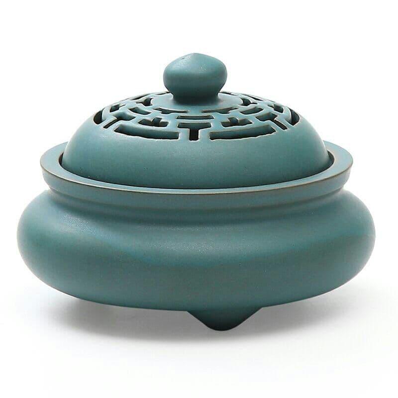 香炉  和モダン風 陶器製  (緑)