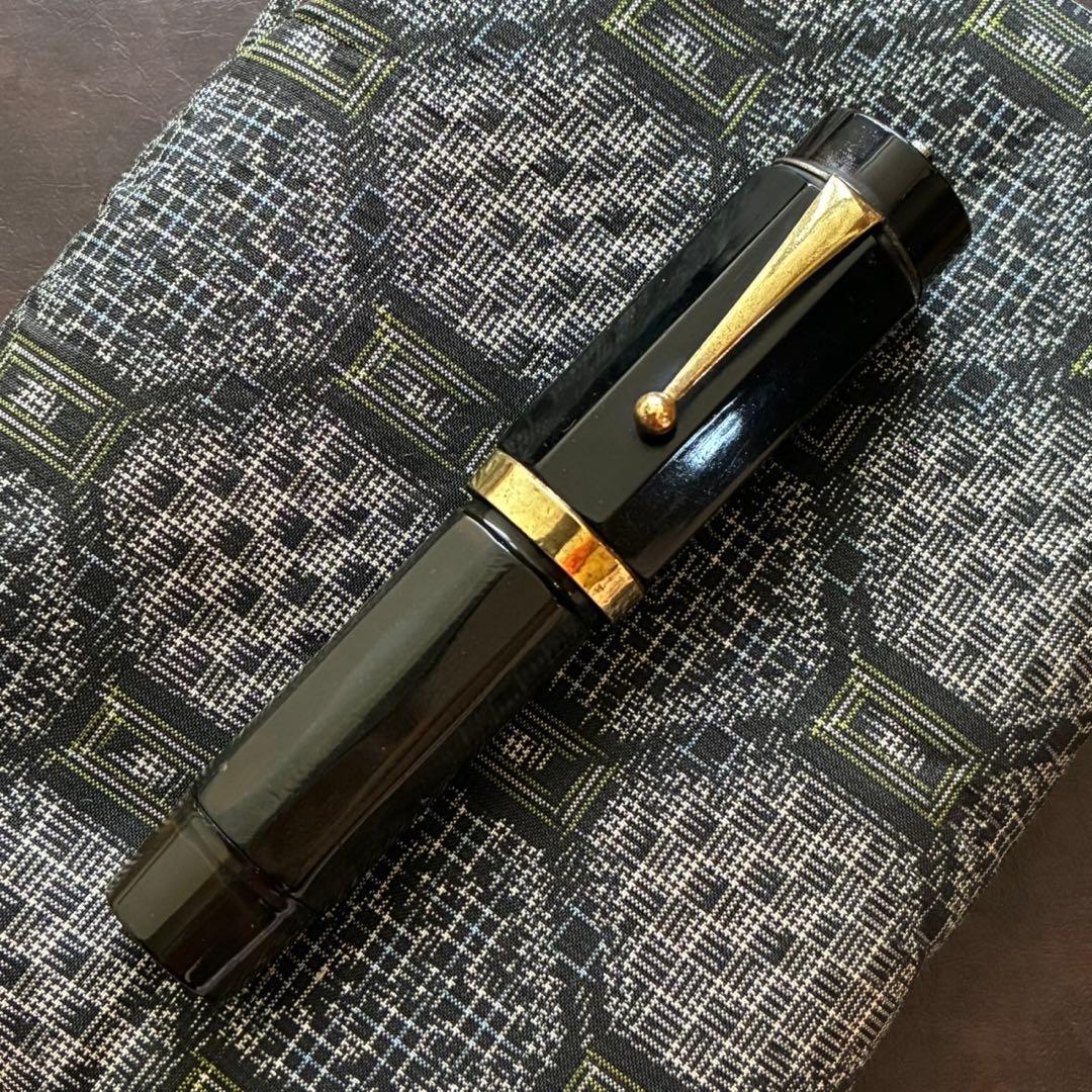 兜木銀次郎　万年筆　極太軸　インキ止め式　整備済み　角軸
