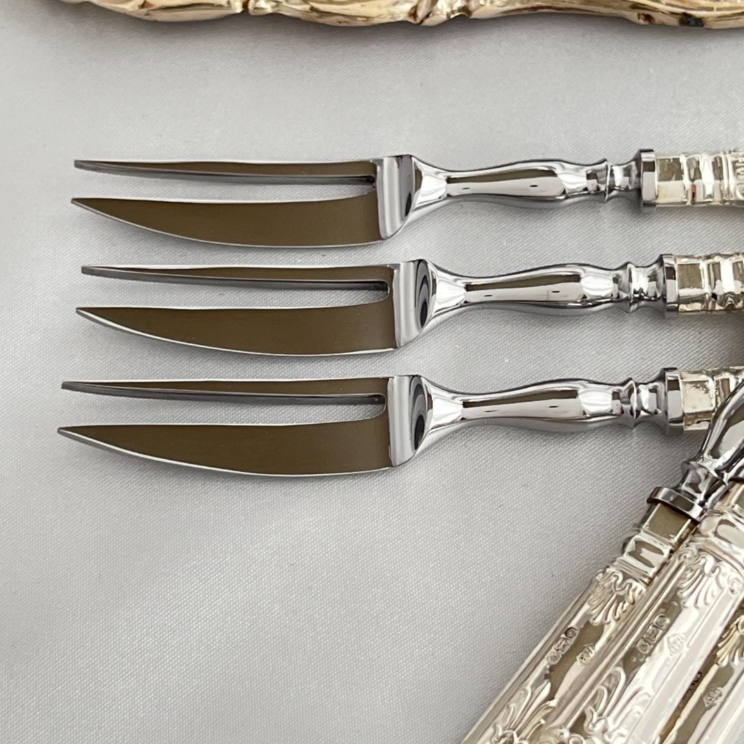 【Harrison Brothers】 【純銀ハンドル】ティーフォーク 6本