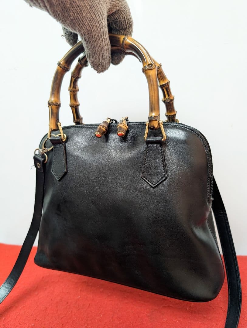 美品 極希少！Gucci バンブー レザーミニハンドバッグ ショルダーバッグ廃盤