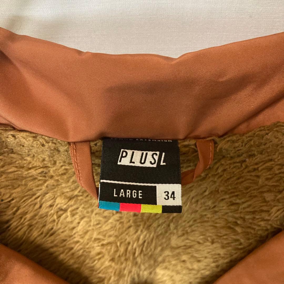 XLARGEギャルヒップビッグプリントくすみオレンジ裏ボアコーチジャケットL