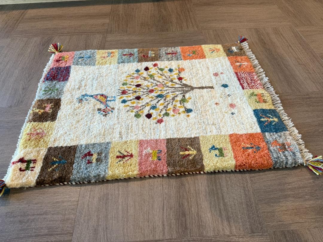 ギャッベ 66x88cm ペルシャ絨毯 手織り ギャベ 玄関マットラグ 絨毯