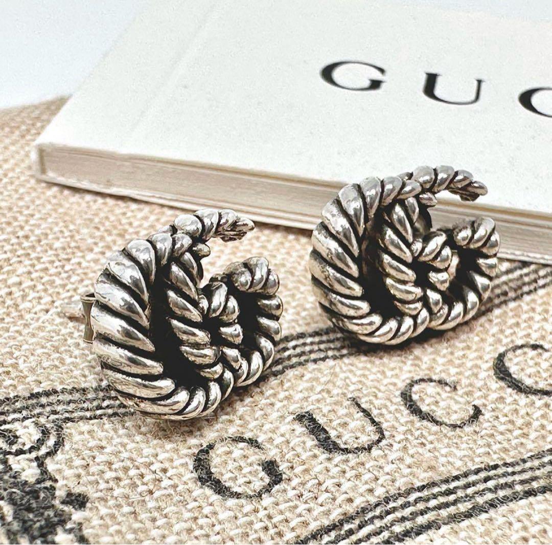 GUCCI シルバー ロープ状G ロゴピアス