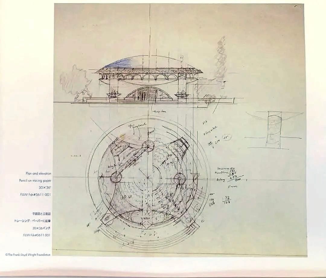 フランク・ロイド・ライト ポスター額装　教会設計図