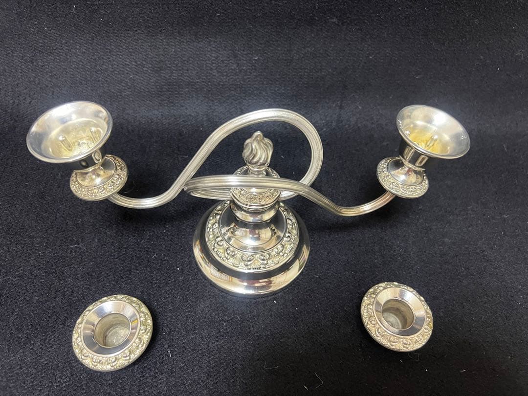 イギリスアンティーク銀シルバープレート製キャンドルスタンド1960年代現状品のみ