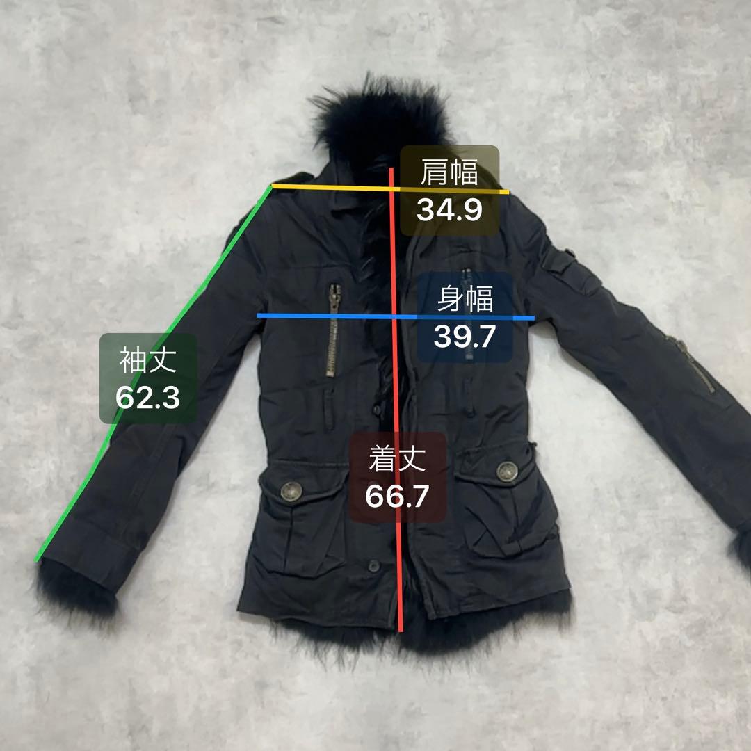 平成ギャル y2k　リアルファー　ミニタリージャケット　ダークコア　グランジ