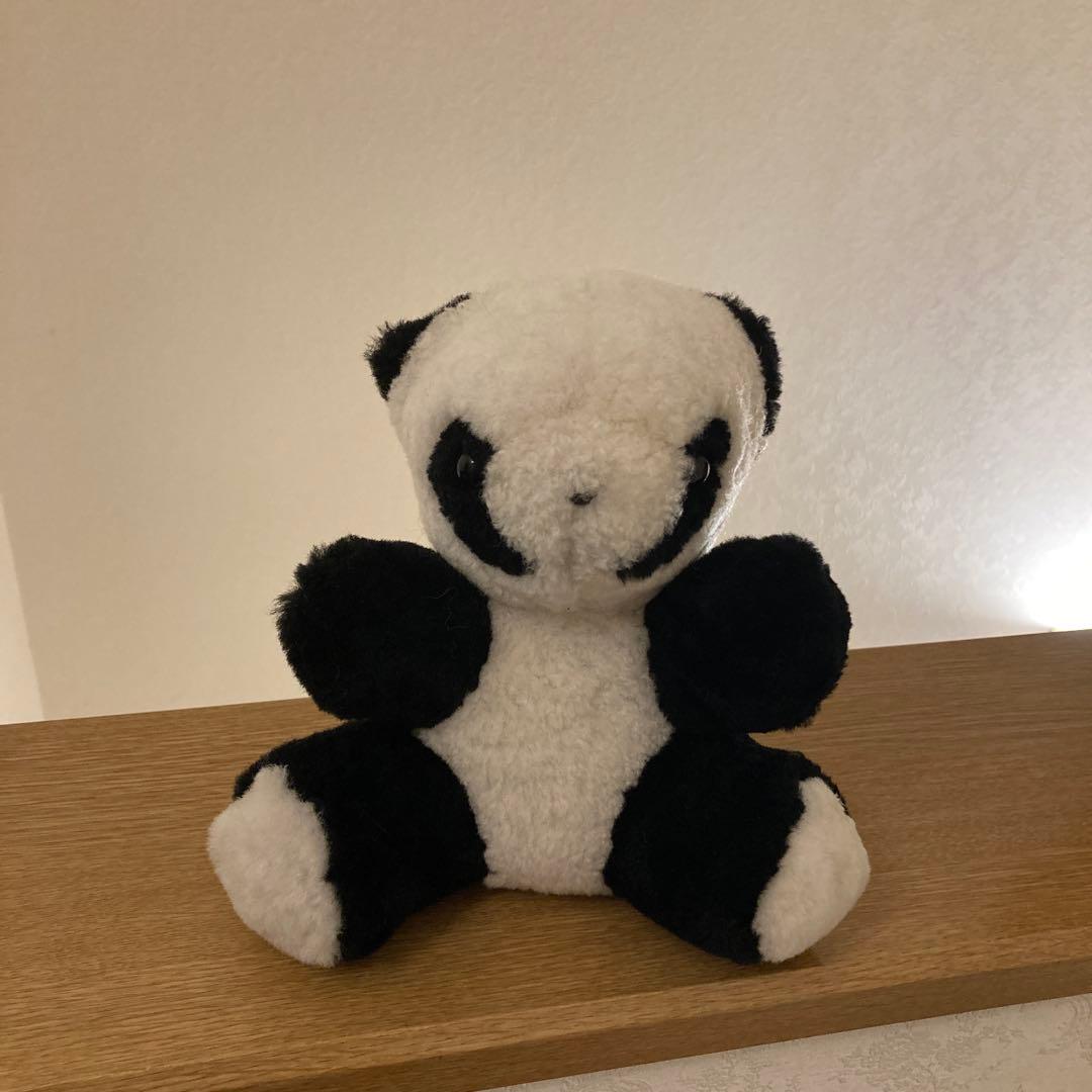 ★稀少《羊革・ベビーラム》パンダ親子セット上質毛皮素材　一点物