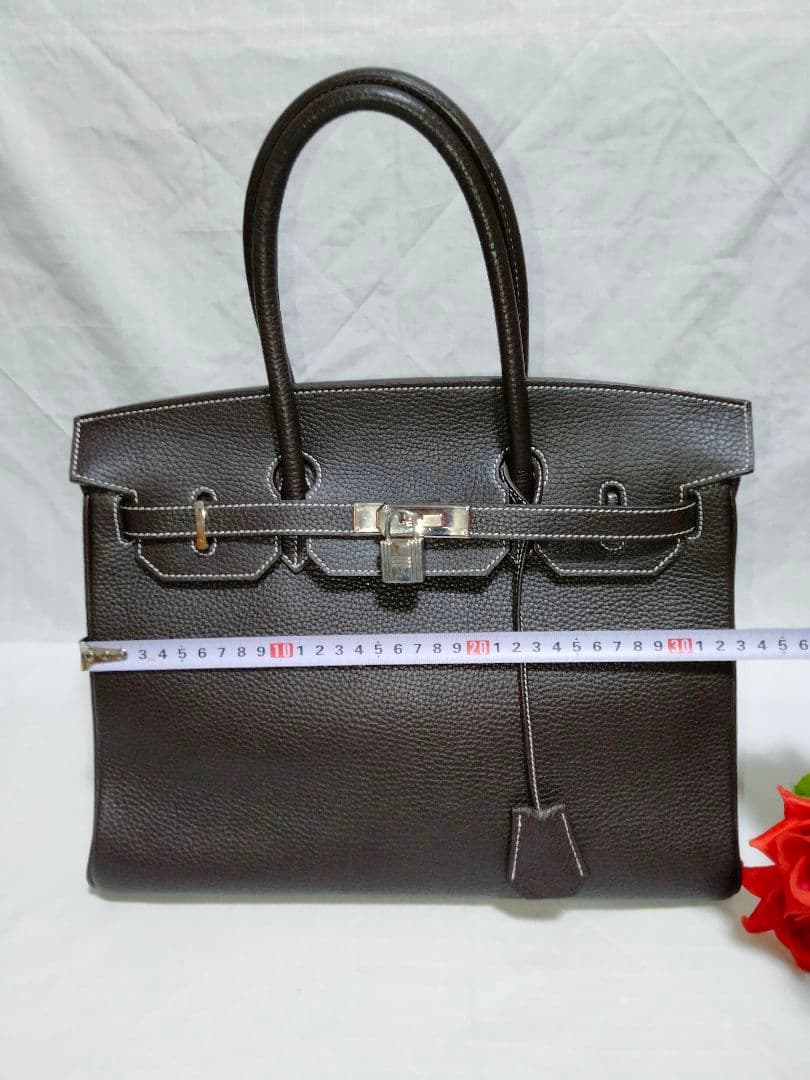 超美品 ハラリ HALLALI ハンドバッグ レザーシボ革 フランス老舗ブランド