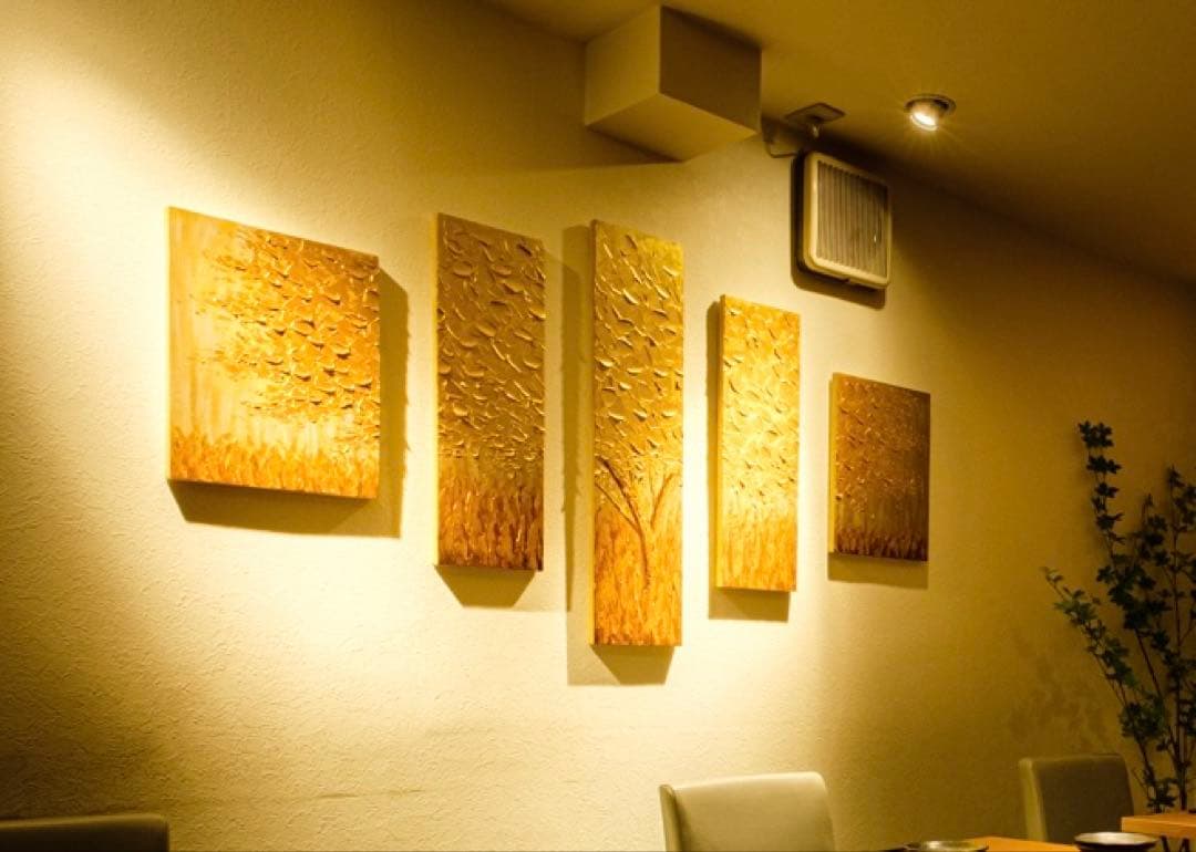 【金色の絵】金の木　絵画　5枚セット