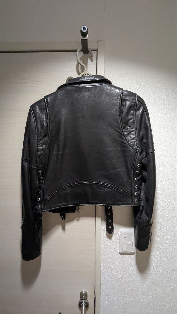 deicy　ラム革 シングルライダースジャケット ショート丈　ブラック