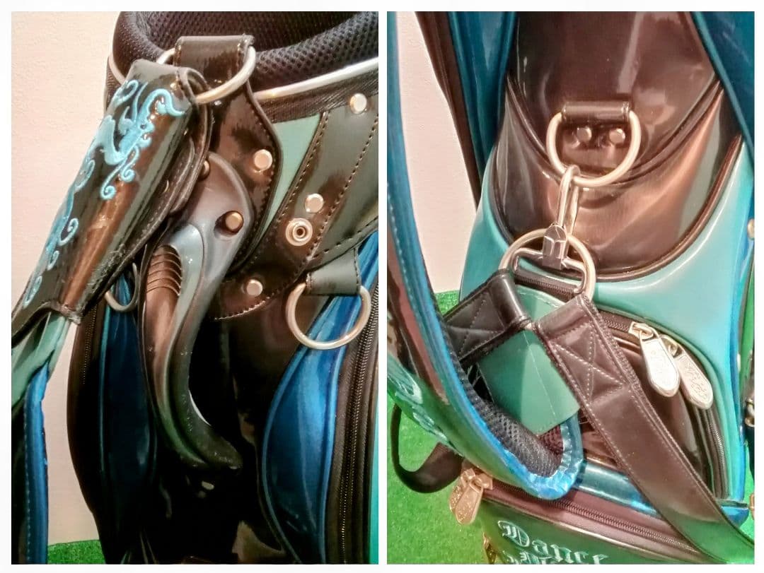 ダンスウィズドラゴン　キャディバッグ　エナメル　ブラック×ブルー