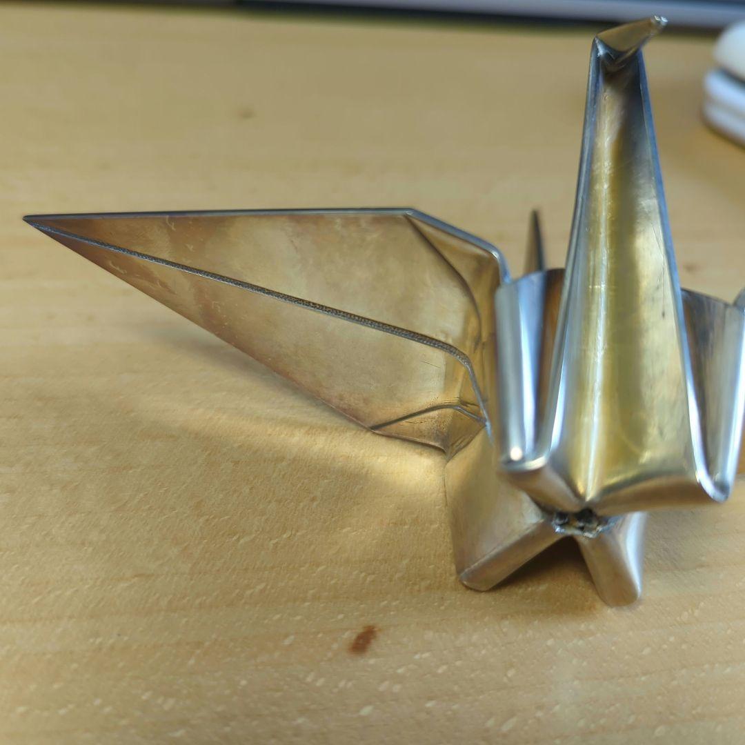 長谷川一望斎　純銀折鶴置物　骨董品