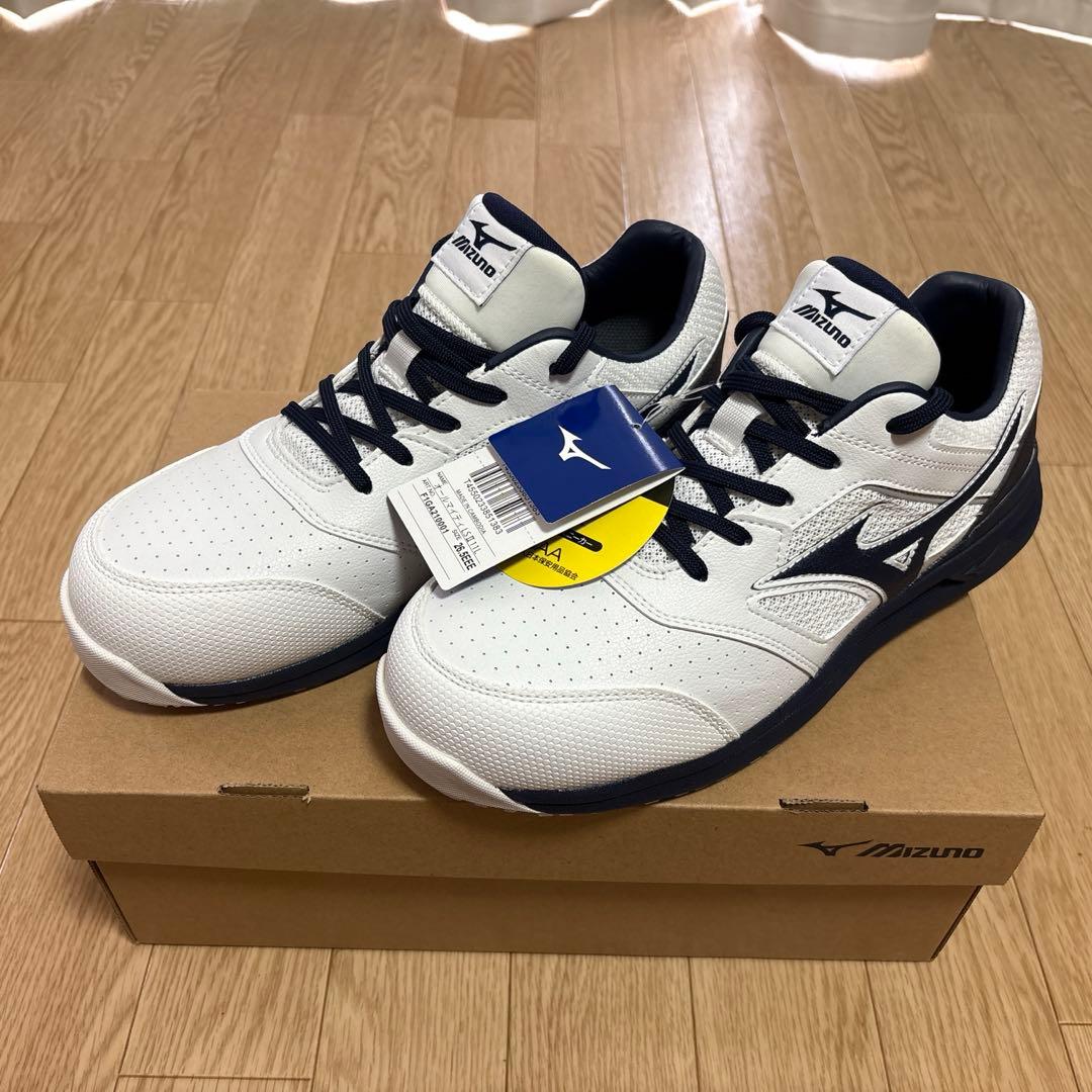 Mizuno 安全靴 ホワイト/ネイビー