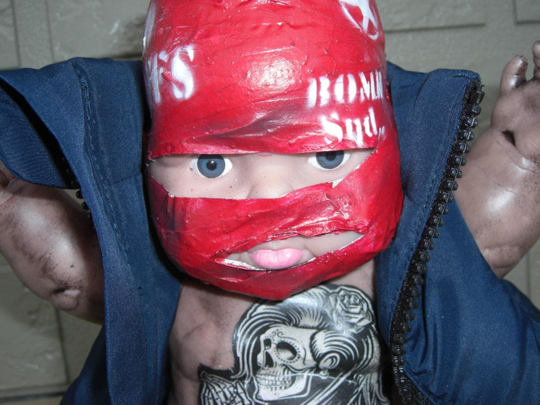 ドール 人形 ベビー ギャング チカーノ メキシコ 覆面マスク マシンガン