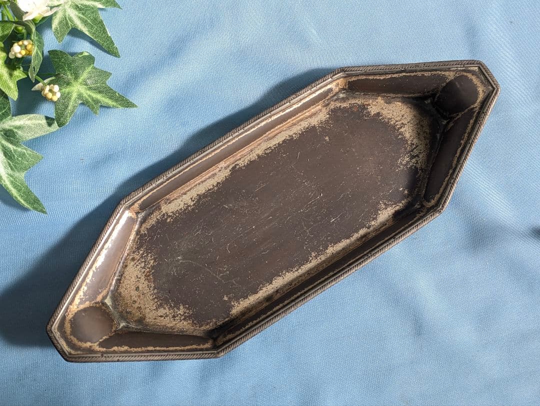 英国 アンティーク ハサミ型 ロウソク消し キャンドルスナッファー　トレー付き