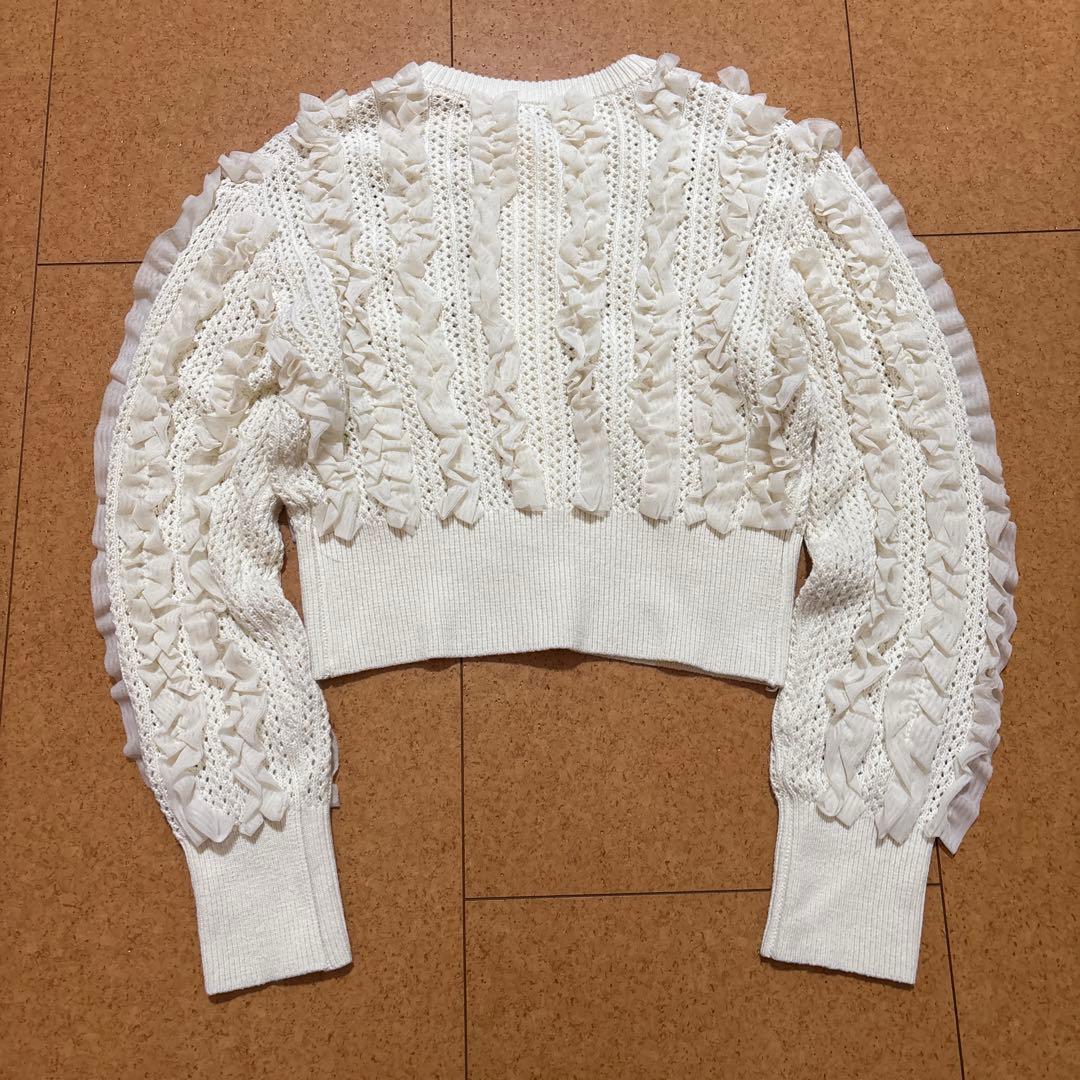 新品同様　今期　人気完売　スタイルミキサー　チュールフリルニットカーデ ホワイト
