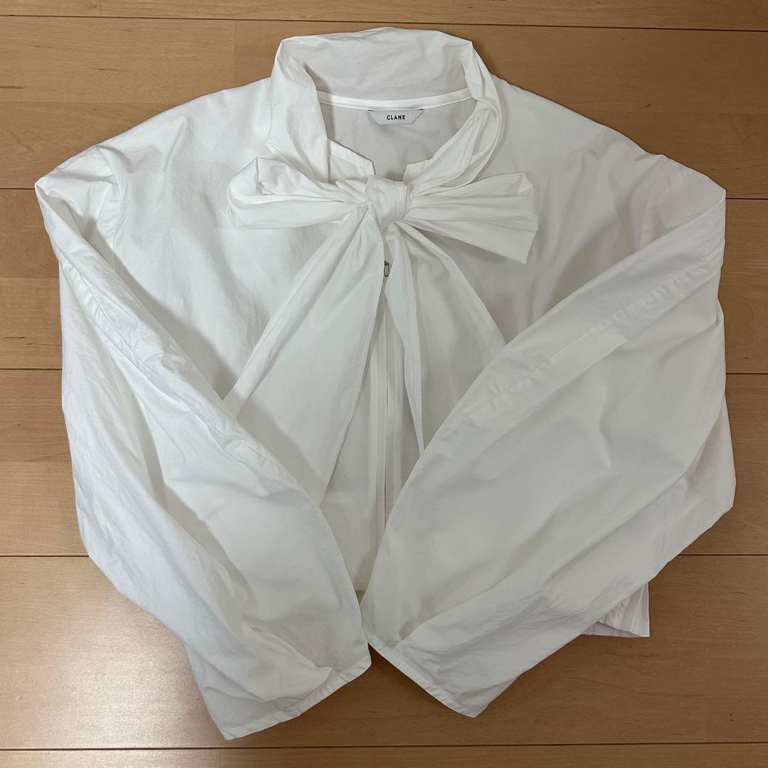 CLANE RIBBON ZIP SHIRTS WHITE トップス ブラウス
