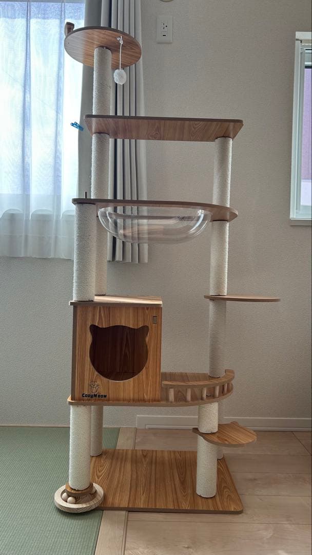 キャットタワー 木製 キャットハウス k42幅55×奥行40×高さ160cm