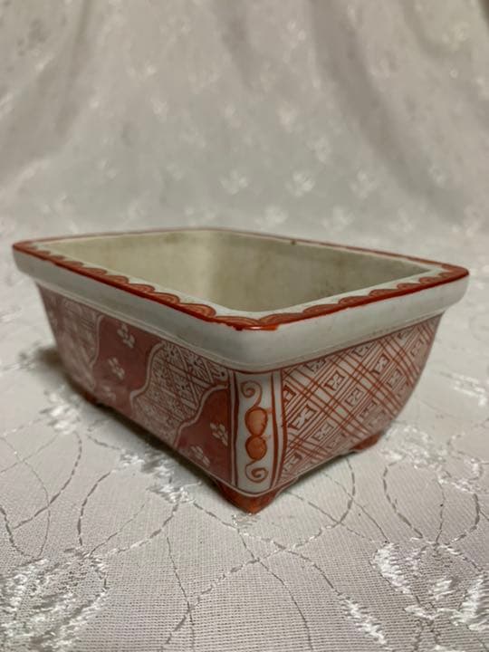 九谷龍山　赤　絵鉢