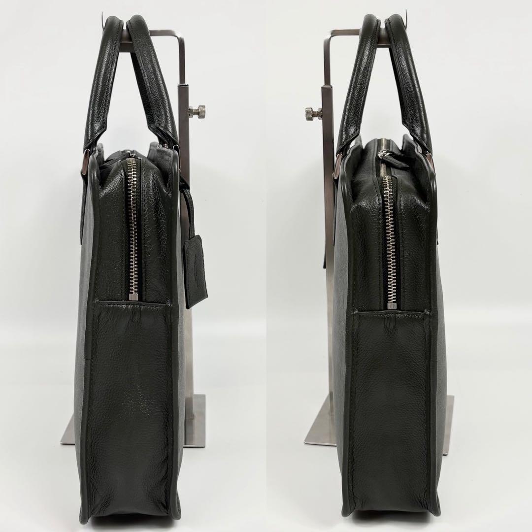 【美品】ビジネスレザーファクトリー ビジネスバッグ 本革　モスグリーン