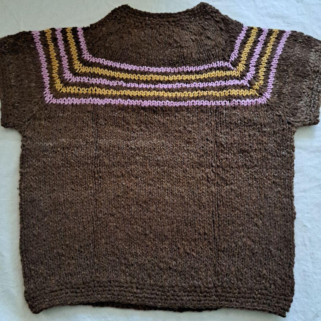 ハンドメイド　セーター　半袖　手つむぎ　手編み　北里大学　獣医学部　毛糸　羊毛