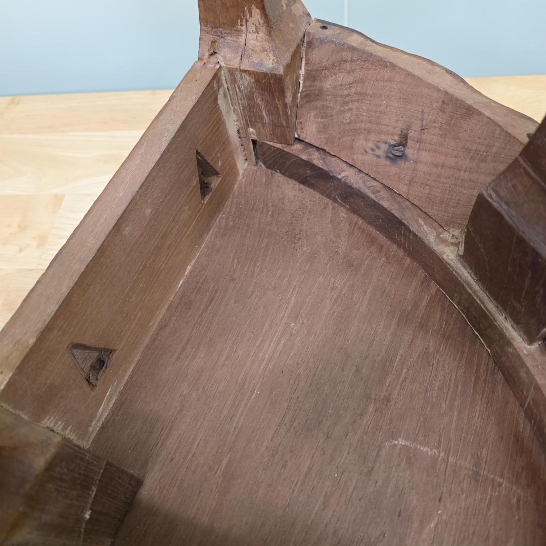 木製彫刻三角形座卓 コーナーテーブル サイドテーブル イス4脚