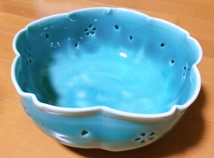 【新品】有神窯 金野剛作 青海桜文菓子器 尾道の陶芸作家