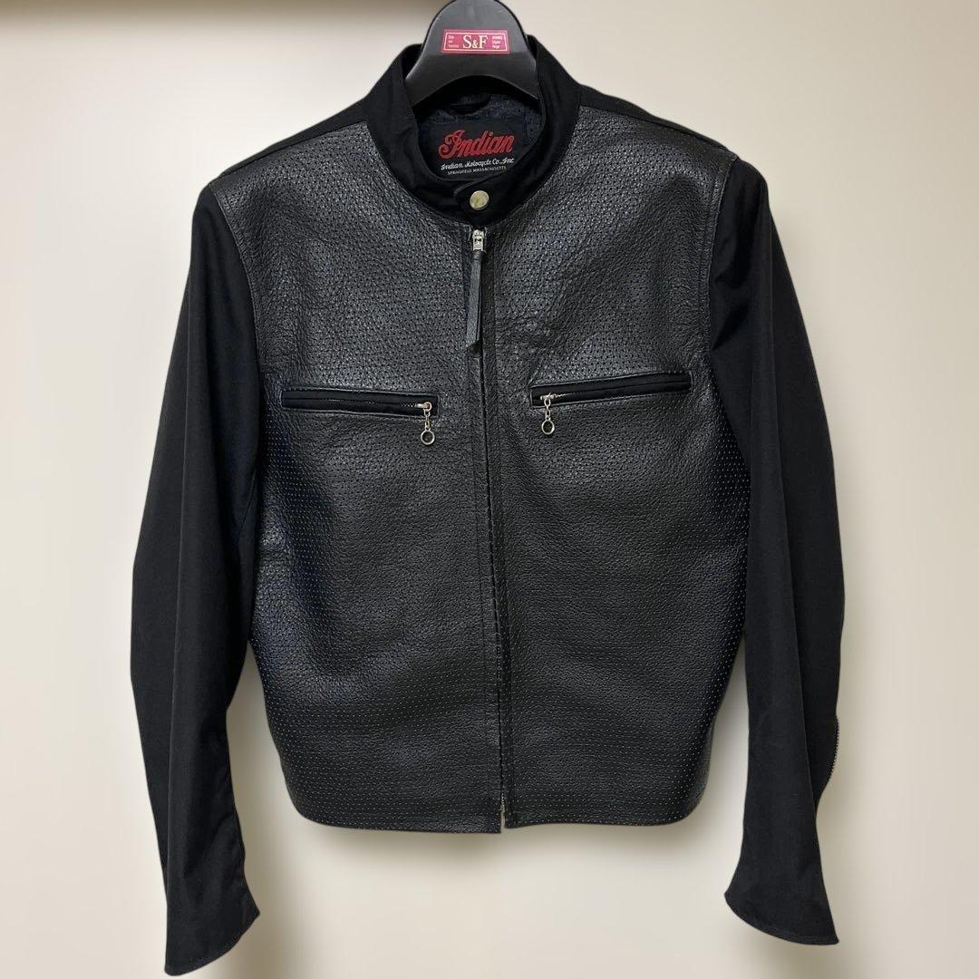 Indian バイクジャケット レディース　パンチングレザー　美品❗️