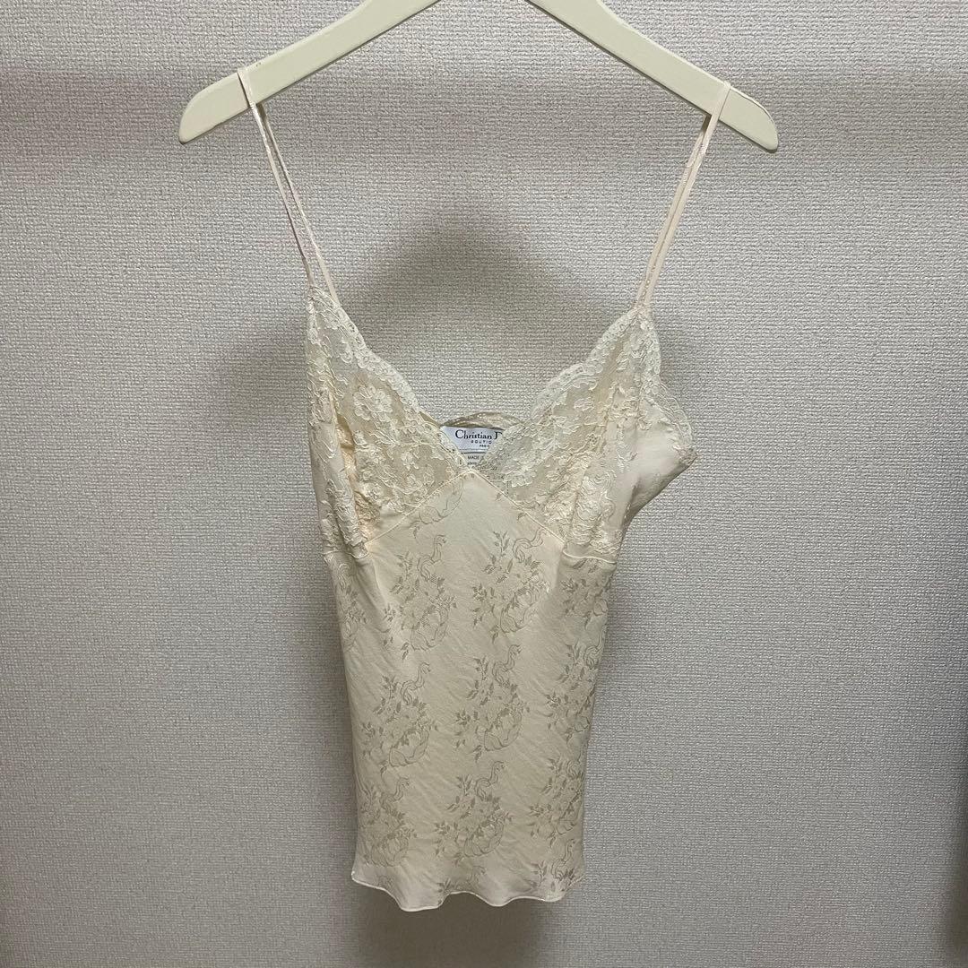 Christian Dior シルクレースキャミソール アイボリー 36