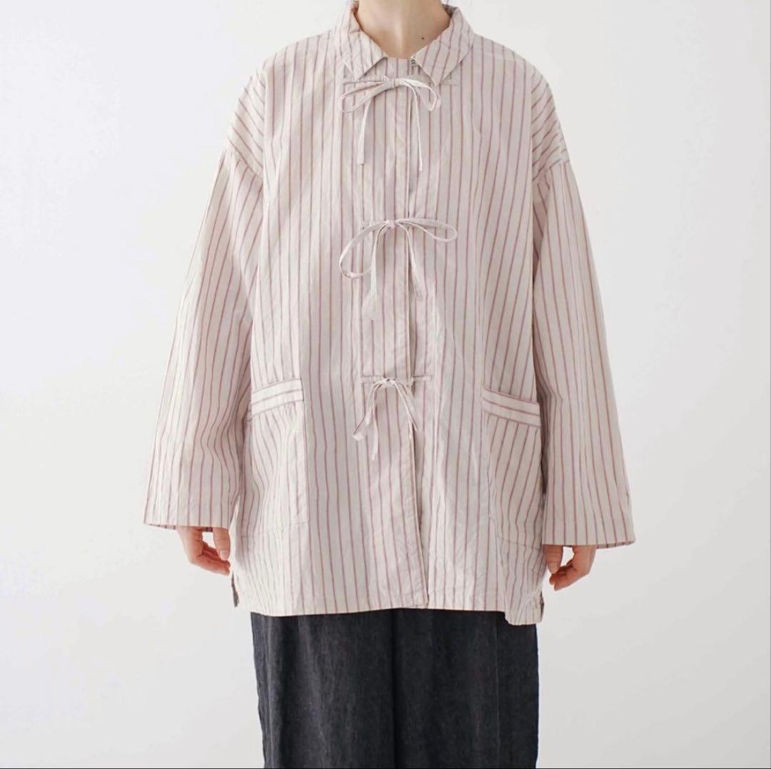 24AW ネストローブ コットンリネンストライプリボンドシャツ期間限定お値下げ