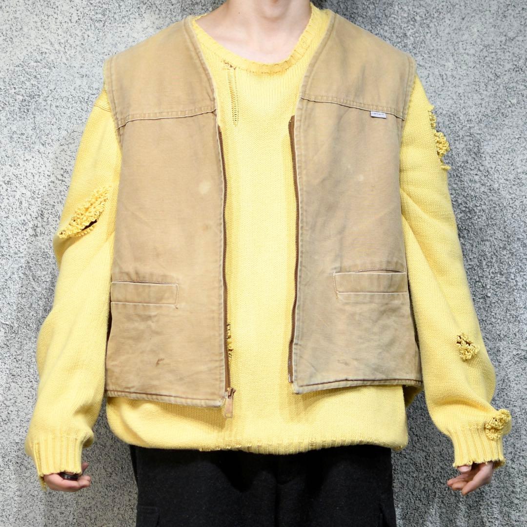古着 オーバーサイズ Carhartt ダック生地 ベスト ボアベスト