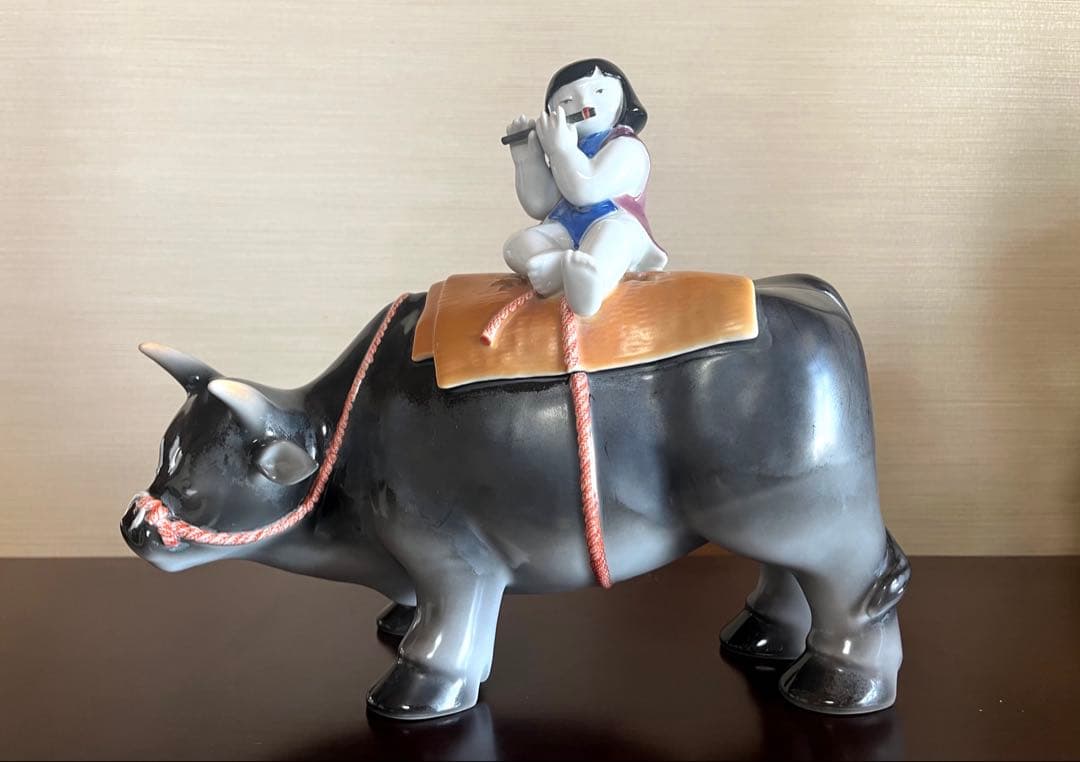 【深川製磁】希少 香炉 牛乗り笛吹き童子 ライトを入れても◎