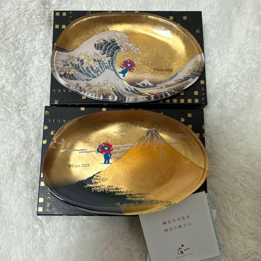 【大阪万博 会場限定】箔一　ミャクミャク　金沢　大阪万博　北斎　箔名画　お皿
