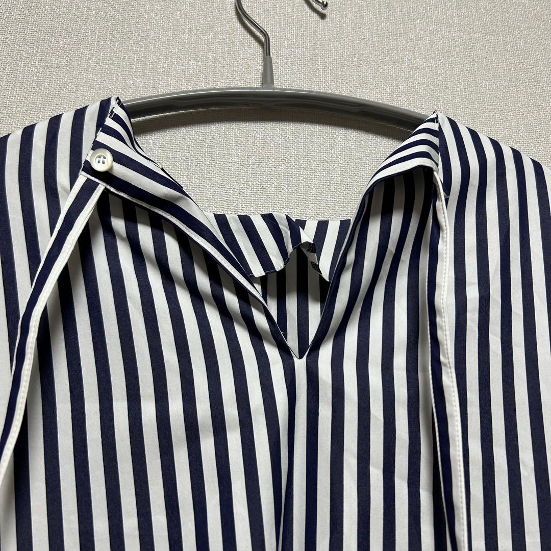 極美品✨Mfil エムフィル ブラウス シャツ ティアードスリーブ ストライプ