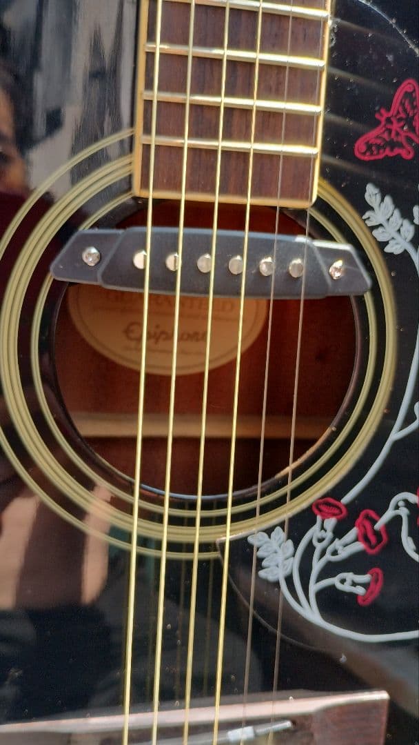 美品 Epiphone DR-100 BK ハミングバード W.P.U付エレアコ