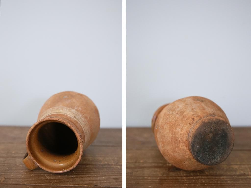 フランスアンティーク陶器ボトル/土器/花瓶/花器フラワーべース(74-92-2)