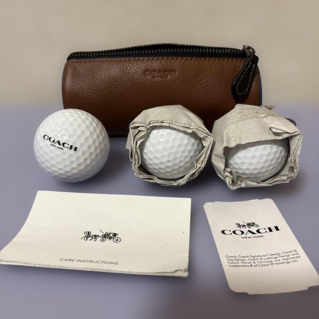 【希少】 COACH レザーゴルフポーチ＋ゴルフボール