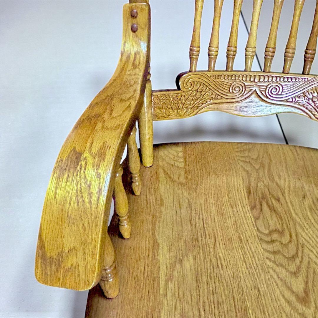 ✨超美品✨ ヴィンテージ 台湾製 ロッキングチェア オーク無垢 彫刻入り