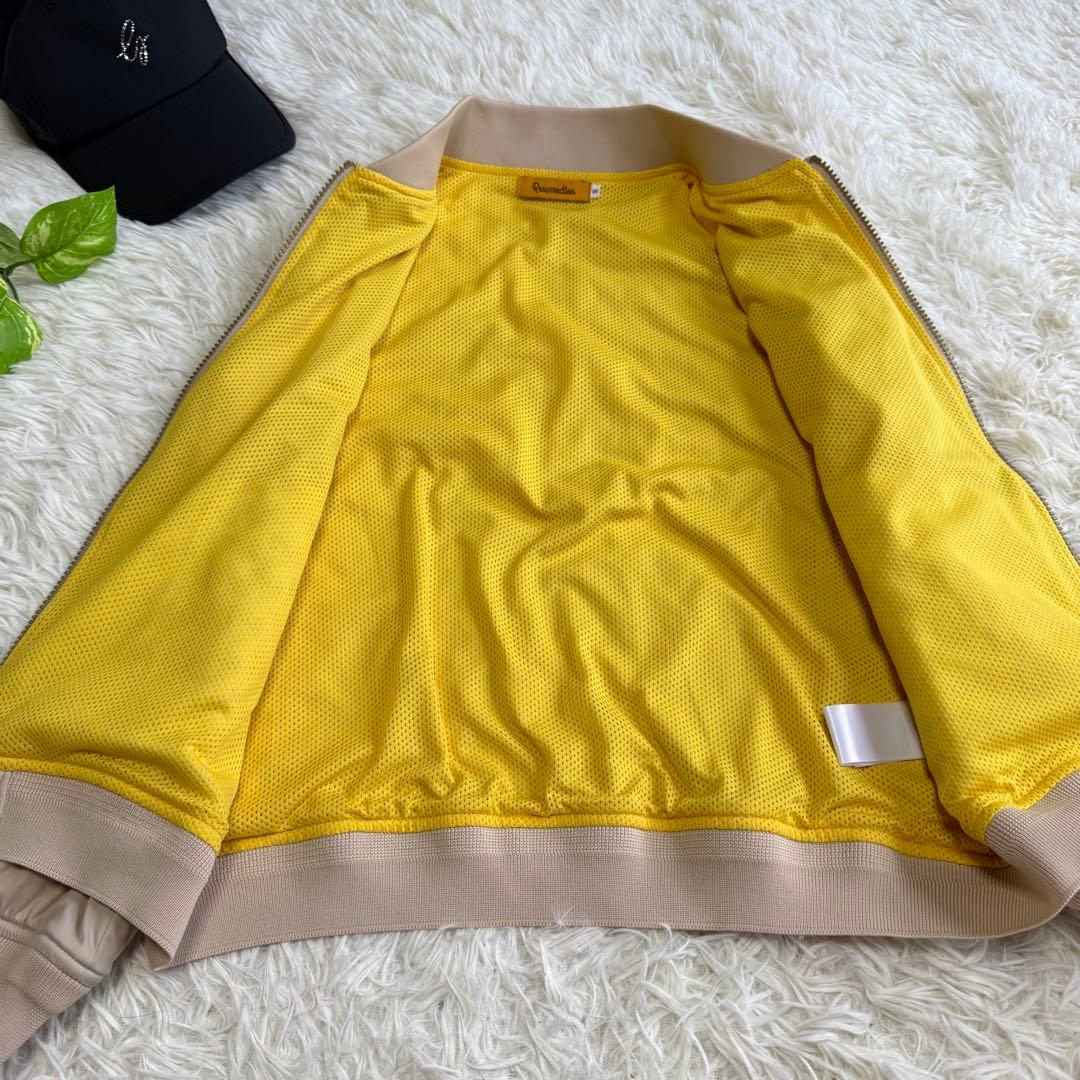 【レザレクション】美品 ジップジャケット ベージュ 刺繍ロゴ S レディース