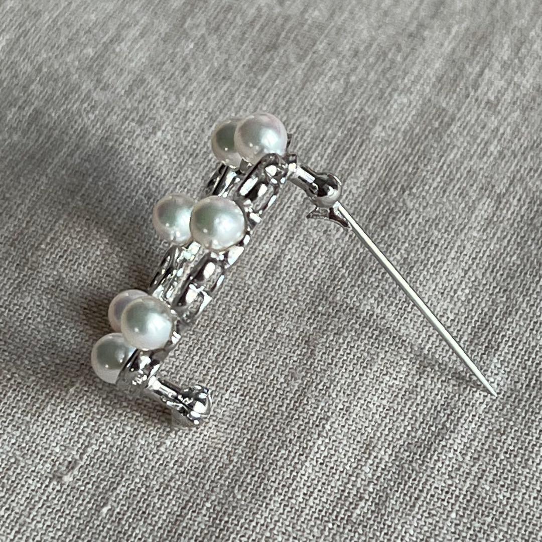 ミキモト　ハート　パール　サークル　ブローチ　シルバー　美品