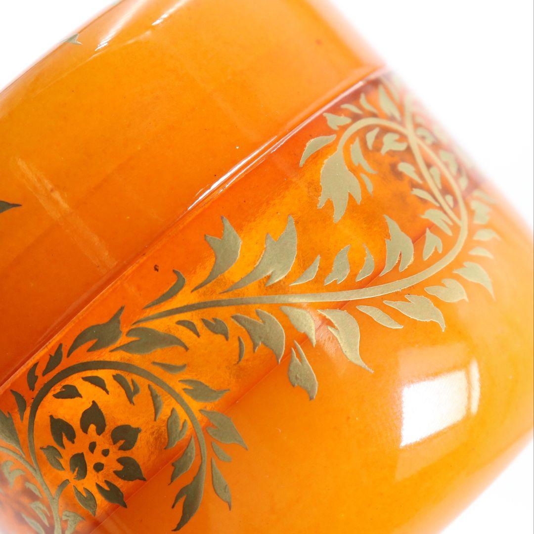 坂本康則作 琥珀製? 花の宴蒔絵 棗 茶道具 共箱共布　rC783　N4