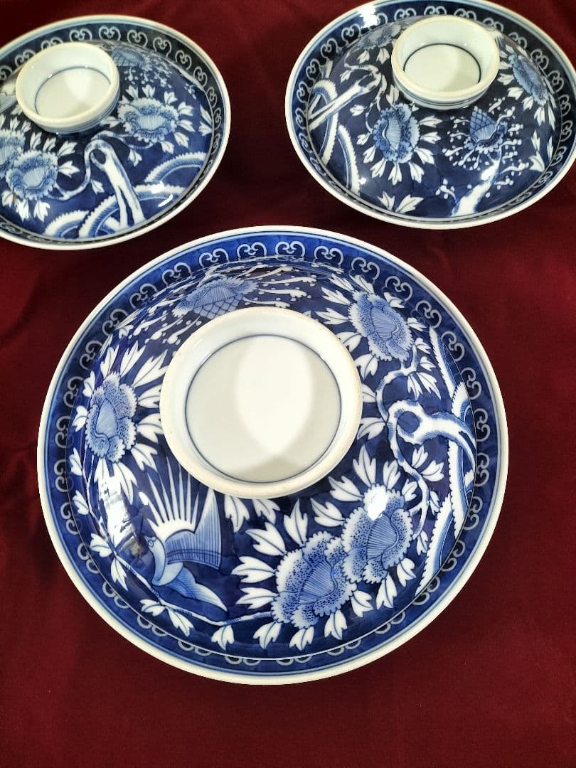 三川内焼 平戸祐祥３皿セット蓋付き　最終値下げ